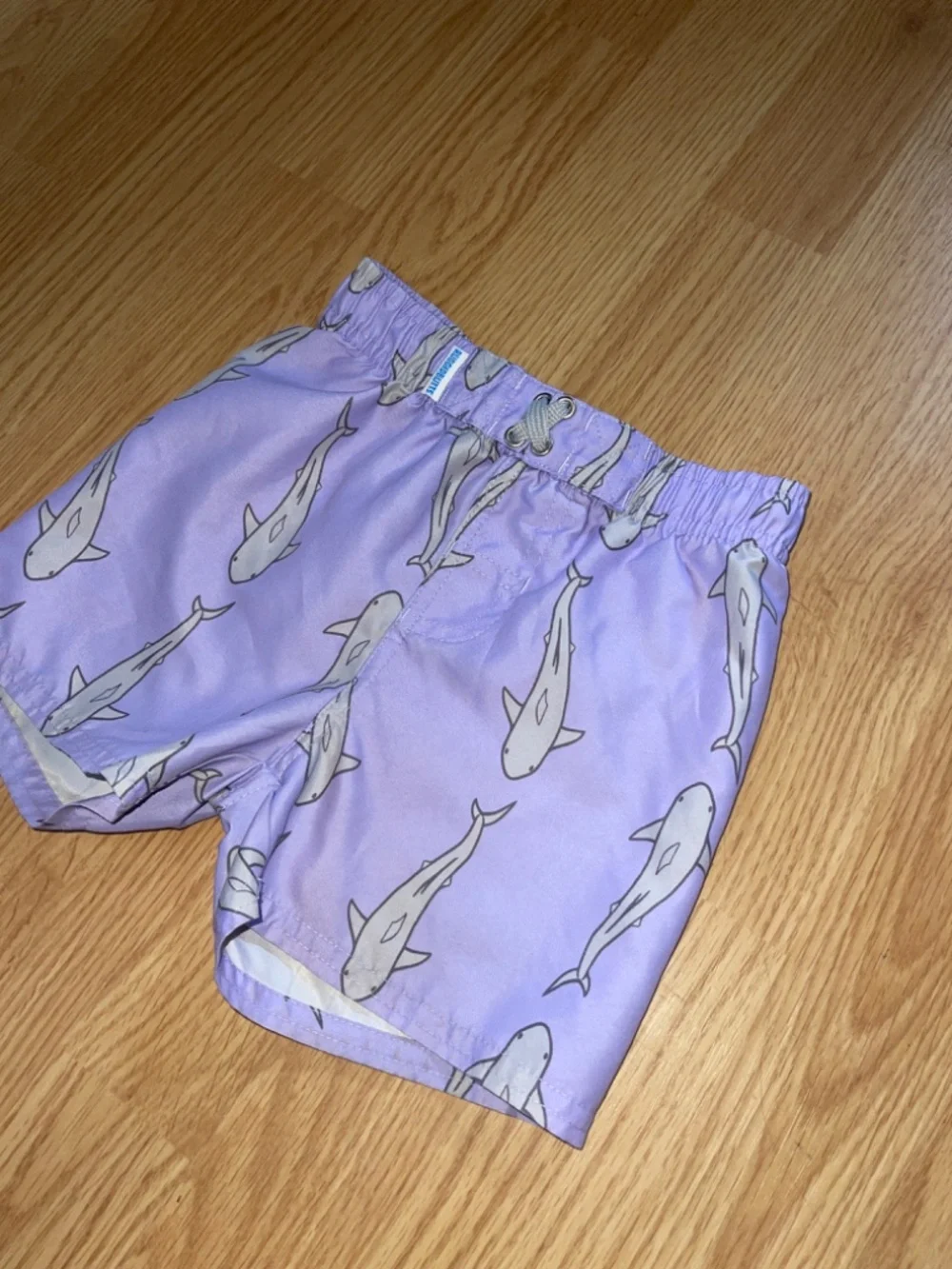 Rugged Butts  by RuffleButts Size 2t Purple Jawsome Shark Print Swim Trunks